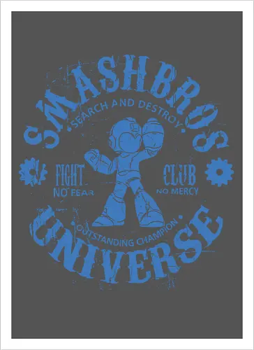 Smash Bros Fight Club - Gaming Fighter - mega man t-shirt, smash bros fighter, fight club, gamer kleidung, blue bomber, teetan, robot master, super smash bros, mega buster, vintage kunst, mega man x, grunge kunst, champion fighter - Kunstdruck