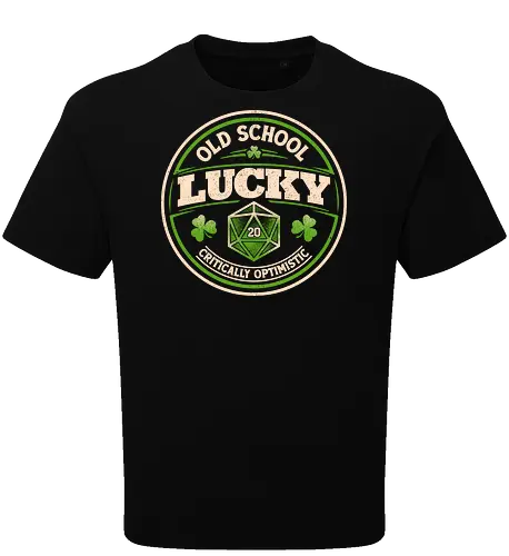Old School Lucky D20 Gaming Badge 