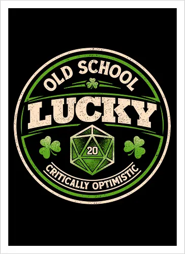 Old School Lucky D20 Gaming Badge 
