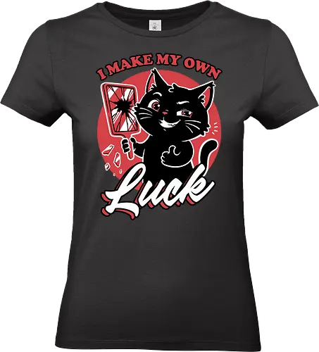Black Cat Mirror Luck - Black Cat, Cat, Mirror, Magic Mirror, Luck, Lucky Cat, Cereal, Lucky, Good Luck, Bad Luck, Lucky Charm, Unlucky, Pet, Fun, Funny, Sarcasm, Sarcastic, Sarcastic Cat, Irony, Saint Patrick's Day, St Patricks Day, St. Patrick's Day, Sassy Cat, Sassy, Sass - Standard T-Shirt (Frauen)