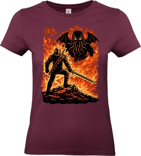 Mutant Fights Cthulhu  - The Witch, Witch, Witchcraft, Bewitched, Wolf, Cthulhu, Cthuhlu, Cthulhu Mythos, Call Of Cthulhu, Hp Lovecraft, Lovecraftian, Lovecraft, H.p. Lovecraft, H P Lovecraft, Fire, Game, Video Games, Video Game, Games, Horror, Cosmic Horror, Fantasy, Dark Fantasy, Adventure, Rpg, Books, Book, Tv Show, Eldritch, Eldritch Horror, Creature, Spooky, Creepy, Scary, Flames, Flame - Standard T-Shirt (Frauen)