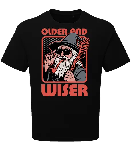 Old Wise Wizard Pop Art - Middle Age, Middle Earth, Grey, Cool, Wiser, Wise, Older, Old, Adventure, Fantasy, Books, Book, Bookworm, Retro, Retro Vintage, Vintage, Medieval, Magic, Magical, Wizard Hat, Wizard, Pop Culture Wizard, Witchcraft, Sorcery, Sorcerer, Fun, Funny, Meme - Oversize T-Shirt