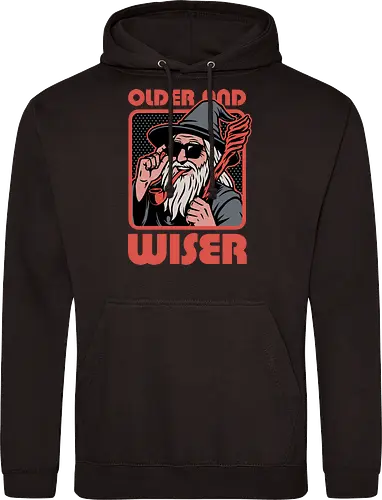 Old Wise Wizard Pop Art - Middle Age, Middle Earth, Grey, Cool, Wiser, Wise, Older, Old, Adventure, Fantasy, Books, Book, Bookworm, Retro, Retro Vintage, Vintage, Medieval, Magic, Magical, Wizard Hat, Wizard, Pop Culture Wizard, Witchcraft, Sorcery, Sorcerer, Fun, Funny, Meme - Standard Hoodie