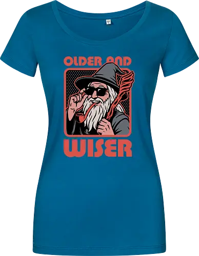 Old Wise Wizard Pop Art - Middle Age, Middle Earth, Grey, Cool, Wiser, Wise, Older, Old, Adventure, Fantasy, Books, Book, Bookworm, Retro, Retro Vintage, Vintage, Medieval, Magic, Magical, Wizard Hat, Wizard, Pop Culture Wizard, Witchcraft, Sorcery, Sorcerer, Fun, Funny, Meme - Damen T-Shirt