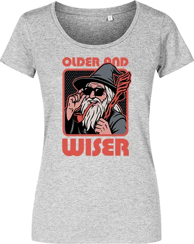 Old Wise Wizard Pop Art - Middle Age, Middle Earth, Grey, Cool, Wiser, Wise, Older, Old, Adventure, Fantasy, Books, Book, Bookworm, Retro, Retro Vintage, Vintage, Medieval, Magic, Magical, Wizard Hat, Wizard, Pop Culture Wizard, Witchcraft, Sorcery, Sorcerer, Fun, Funny, Meme - Damen T-Shirt