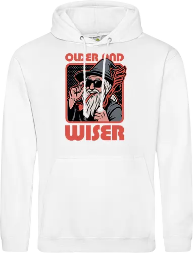 Old Wise Wizard Pop Art - Middle Age, Middle Earth, Grey, Cool, Wiser, Wise, Older, Old, Adventure, Fantasy, Books, Book, Bookworm, Retro, Retro Vintage, Vintage, Medieval, Magic, Magical, Wizard Hat, Wizard, Pop Culture Wizard, Witchcraft, Sorcery, Sorcerer, Fun, Funny, Meme - Standard Hoodie