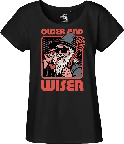 Old Wise Wizard Pop Art - Middle Age, Middle Earth, Grey, Cool, Wiser, Wise, Older, Old, Adventure, Fantasy, Books, Book, Bookworm, Retro, Retro Vintage, Vintage, Medieval, Magic, Magical, Wizard Hat, Wizard, Pop Culture Wizard, Witchcraft, Sorcery, Sorcerer, Fun, Funny, Meme - Fairtrade Girl Shirt