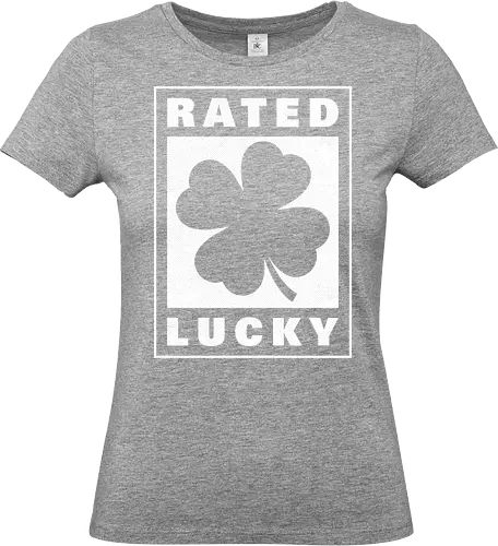 Rated Lucky Sign - Ratings, Rating, Rate, Luck, Cereal, Lucky, Good Luck, Bad Luck, Lucky Charm, Unlucky, Joke, Fun, Funny, Green, Saint Patrick's Day, St Patricks Day, St. Patrick's Day, Clover, Clover Leaf, 4 Leaf Clover, Four Leaf Clover, Charm - Standard T-Shirt (Frauen)