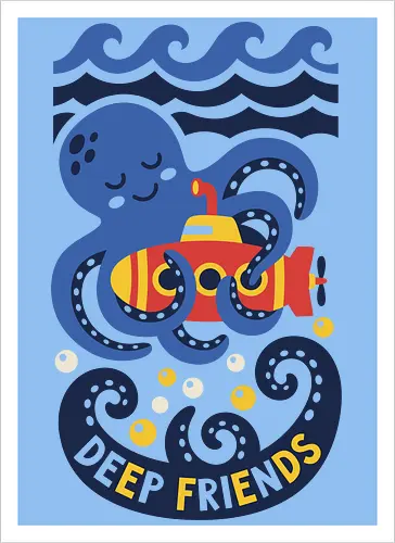 "Deep Friends" Cute Octopus