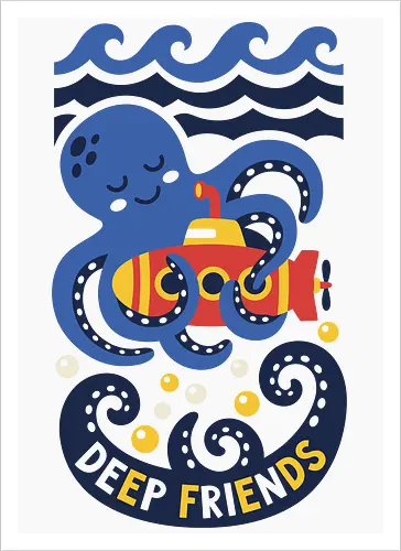 "Deep Friends" Cute Octopus