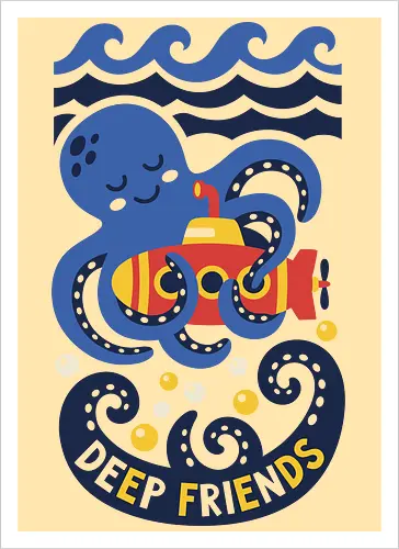 "Deep Friends" Cute Octopus