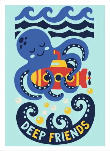 "Deep Friends" Cute Octopus