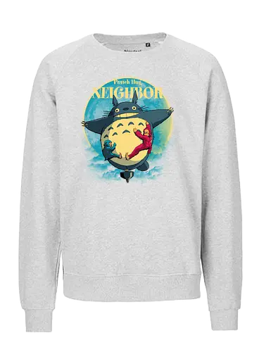 Punch Hug Neighbor - punch monkey, baby monkey, punch the monkey, monkey lover, monkey punch, Japanese macaque, macaque, baby punch, punch Japan, punch the macaque, punch monkey Japan, baby punch monkey, lonely monkey, heart, punch, sad monkey, cute animal, cute monkey, my neighbor totoro - Fairtrade Sweatshirt