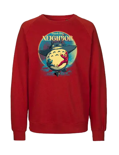Punch Hug Neighbor - punch monkey, baby monkey, punch the monkey, monkey lover, monkey punch, Japanese macaque, macaque, baby punch, punch Japan, punch the macaque, punch monkey Japan, baby punch monkey, lonely monkey, heart, punch, sad monkey, cute animal, cute monkey, my neighbor totoro - Fairtrade Sweatshirt