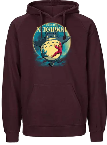 Punch Hug Neighbor - punch monkey, baby monkey, punch the monkey, monkey lover, monkey punch, Japanese macaque, macaque, baby punch, punch Japan, punch the macaque, punch monkey Japan, baby punch monkey, lonely monkey, heart, punch, sad monkey, cute animal, cute monkey, my neighbor totoro - Fairtrade Hoodie