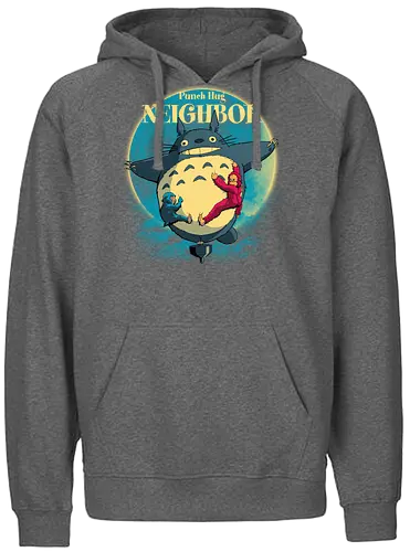 Punch Hug Neighbor - punch monkey, baby monkey, punch the monkey, monkey lover, monkey punch, Japanese macaque, macaque, baby punch, punch Japan, punch the macaque, punch monkey Japan, baby punch monkey, lonely monkey, heart, punch, sad monkey, cute animal, cute monkey, my neighbor totoro - Fairtrade Hoodie