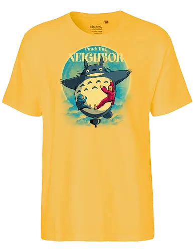 Punch Hug Neighbor - punch monkey, baby monkey, punch the monkey, monkey lover, monkey punch, Japanese macaque, macaque, baby punch, punch Japan, punch the macaque, punch monkey Japan, baby punch monkey, lonely monkey, heart, punch, sad monkey, cute animal, cute monkey, my neighbor totoro - Fairtrade T-Shirt