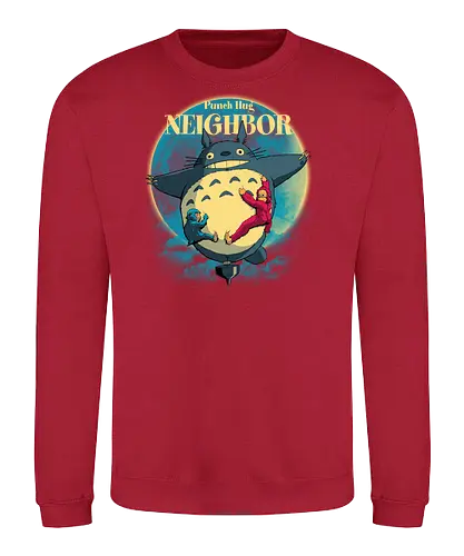 Punch Hug Neighbor - punch monkey, baby monkey, punch the monkey, monkey lover, monkey punch, Japanese macaque, macaque, baby punch, punch Japan, punch the macaque, punch monkey Japan, baby punch monkey, lonely monkey, heart, punch, sad monkey, cute animal, cute monkey, my neighbor totoro - Sweatshirt