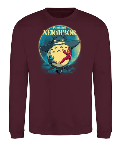 Punch Hug Neighbor - punch monkey, baby monkey, punch the monkey, monkey lover, monkey punch, Japanese macaque, macaque, baby punch, punch Japan, punch the macaque, punch monkey Japan, baby punch monkey, lonely monkey, heart, punch, sad monkey, cute animal, cute monkey, my neighbor totoro - Sweatshirt