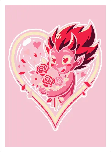 "Love Demon" Kawaii Chibi Devil Valentine's Day Graphic