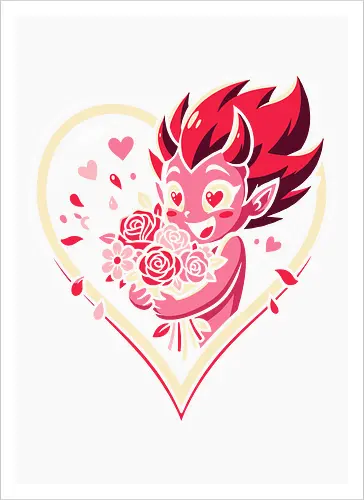 "Love Demon" Kawaii Chibi Devil Valentine's Day Graphic