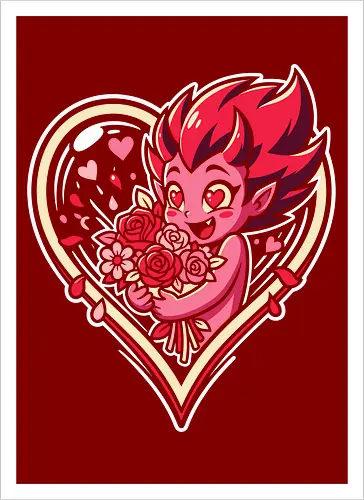 "Love Demon" Kawaii Chibi Devil Valentine's Day Graphic
