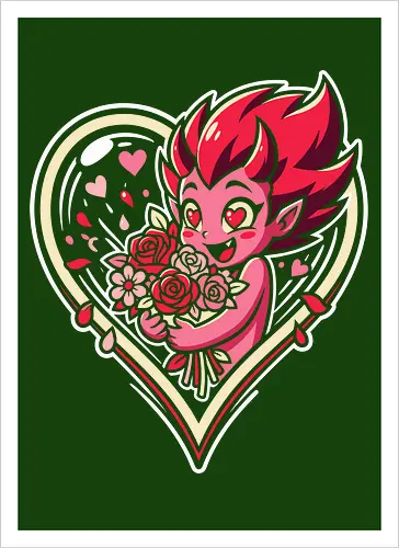 "Love Demon" Kawaii Chibi Devil Valentine's Day Graphic