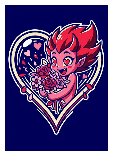 "Love Demon" Kawaii Chibi Devil Valentine's Day Graphic