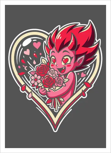 "Love Demon" Kawaii Chibi Devil Valentine's Day Graphic