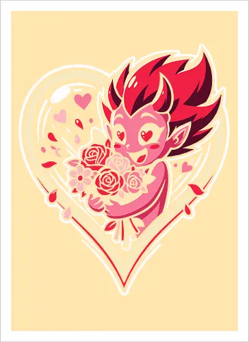 "Love Demon" Kawaii Chibi Devil Valentine's Day Graphic