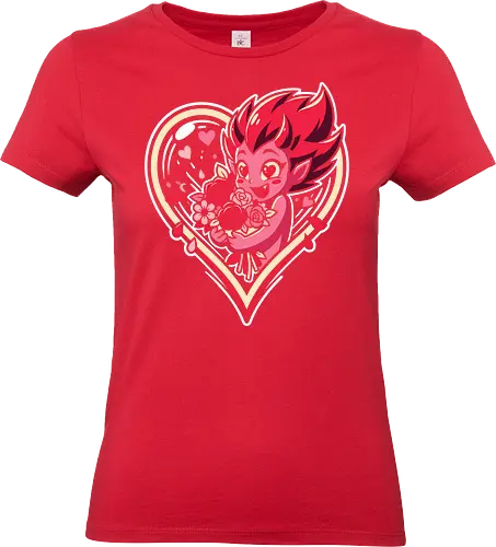 "Love Demon" Kawaii Chibi Devil Valentine's Day Graphic - love demon shirt, kawaii devil t-shirt, chibi monster valentine, heart eyes devil graphic tee, cute succubus apparel, valentine's day monster gift, roses and devil design, pink demon girl clothing, heart frame aesthetic top, sweet but spicy t-shirt, anniversary gift for her, alternative valentine streetwear, romantic devil illustration, spooky cute valentine merch, red roses graphic tee, holiday monster t-shirt, vibrant pink character shirt, whimsical demon art clothing, love themed graphic top - Standard T-Shirt (Frauen)
