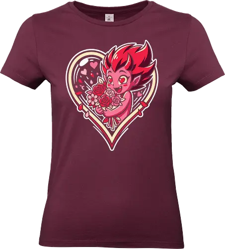 "Love Demon" Kawaii Chibi Devil Valentine's Day Graphic - love demon shirt, kawaii devil t-shirt, chibi monster valentine, heart eyes devil graphic tee, cute succubus apparel, valentine's day monster gift, roses and devil design, pink demon girl clothing, heart frame aesthetic top, sweet but spicy t-shirt, anniversary gift for her, alternative valentine streetwear, romantic devil illustration, spooky cute valentine merch, red roses graphic tee, holiday monster t-shirt, vibrant pink character shirt, whimsical demon art clothing, love themed graphic top - Standard T-Shirt (Frauen)