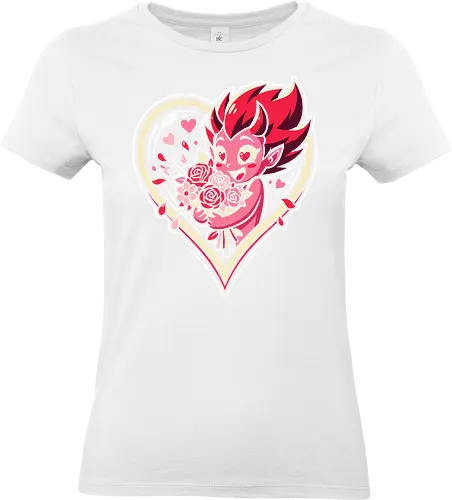 "Love Demon" Kawaii Chibi Devil Valentine's Day Graphic - love demon shirt, kawaii devil t-shirt, chibi monster valentine, heart eyes devil graphic tee, cute succubus apparel, valentine's day monster gift, roses and devil design, pink demon girl clothing, heart frame aesthetic top, sweet but spicy t-shirt, anniversary gift for her, alternative valentine streetwear, romantic devil illustration, spooky cute valentine merch, red roses graphic tee, holiday monster t-shirt, vibrant pink character shirt, whimsical demon art clothing, love themed graphic top - Standard T-Shirt (Frauen)