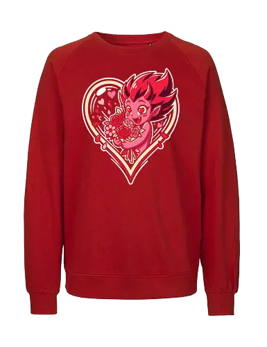 "Love Demon" Kawaii Chibi Devil Valentine's Day Graphic - love demon shirt, kawaii devil t-shirt, chibi monster valentine, heart eyes devil graphic tee, cute succubus apparel, valentine's day monster gift, roses and devil design, pink demon girl clothing, heart frame aesthetic top, sweet but spicy t-shirt, anniversary gift for her, alternative valentine streetwear, romantic devil illustration, spooky cute valentine merch, red roses graphic tee, holiday monster t-shirt, vibrant pink character shirt, whimsical demon art clothing, love themed graphic top - Fairtrade Sweatshirt