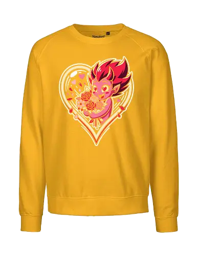"Love Demon" Kawaii Chibi Devil Valentine's Day Graphic - love demon shirt, kawaii devil t-shirt, chibi monster valentine, heart eyes devil graphic tee, cute succubus apparel, valentine's day monster gift, roses and devil design, pink demon girl clothing, heart frame aesthetic top, sweet but spicy t-shirt, anniversary gift for her, alternative valentine streetwear, romantic devil illustration, spooky cute valentine merch, red roses graphic tee, holiday monster t-shirt, vibrant pink character shirt, whimsical demon art clothing, love themed graphic top - Fairtrade Sweatshirt