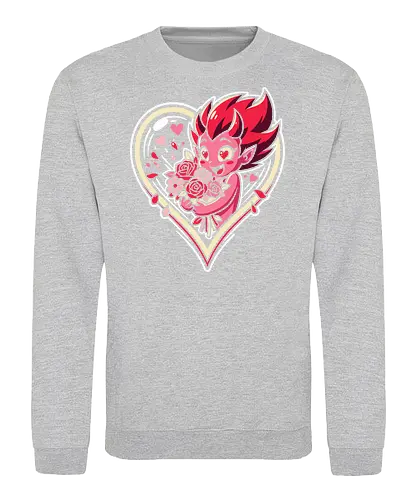 "Love Demon" Kawaii Chibi Devil Valentine's Day Graphic - love demon shirt, kawaii devil t-shirt, chibi monster valentine, heart eyes devil graphic tee, cute succubus apparel, valentine's day monster gift, roses and devil design, pink demon girl clothing, heart frame aesthetic top, sweet but spicy t-shirt, anniversary gift for her, alternative valentine streetwear, romantic devil illustration, spooky cute valentine merch, red roses graphic tee, holiday monster t-shirt, vibrant pink character shirt, whimsical demon art clothing, love themed graphic top - Sweatshirt