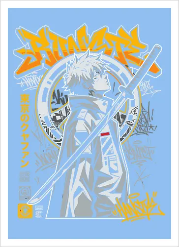 "Tokyo Cyber Samurai" Futuristic Streetwear Graphic