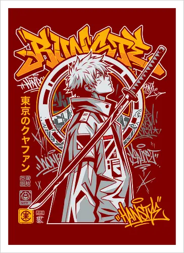 "Tokyo Cyber Samurai" Futuristic Streetwear Graphic