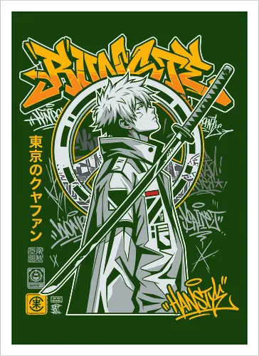 "Tokyo Cyber Samurai" Futuristic Streetwear Graphic