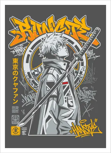 "Tokyo Cyber Samurai" Futuristic Streetwear Graphic