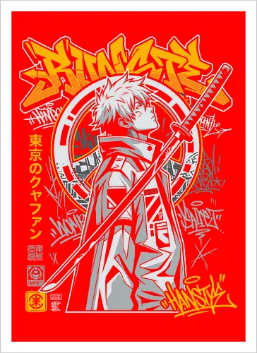 "Tokyo Cyber Samurai" Futuristic Streetwear Graphic