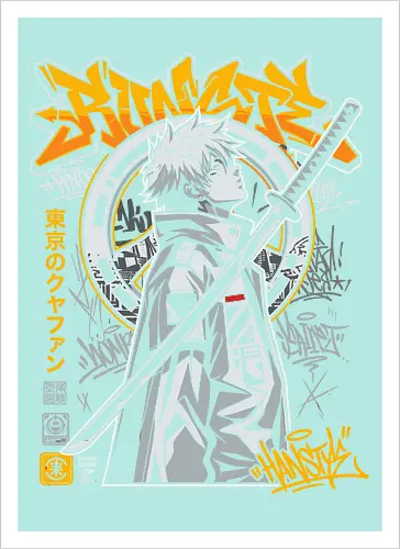 "Tokyo Cyber Samurai" Futuristic Streetwear Graphic