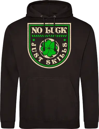 No Luck Just Skills Retro Clover - st patricks day, clover, funny, shamrock, video game, gamer, gaming, geek, green, humor, ireland, irish, luck, lucky, nerd - Standard Hoodie