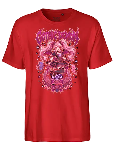 Gothic Demon Pastel Goth Succubus Kawaii Alt Streetwear - gothic demon shirt, pastel goth succubus t-shirt, kawaii demon girl graphic tee, harajuku alternative apparel, gothic cuties clothing, pink and purple goth design, pentagram aesthetic top, spooky cute anime t-shirt, mall goth streetwear, dark coquette fashion, e-girl aesthetic merch, devil girl illustration shirt, occult kawaii clothing, whimsical demon art, alternative valentine gift, aesthetic witchy top, manga style goth shirt, vibrant pink monster girl, edgy anime character tee - Fairtrade T-Shirt
