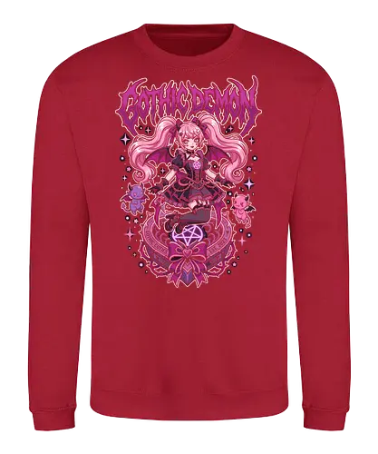 Gothic Demon Pastel Goth Succubus Kawaii Alt Streetwear - gothic demon shirt, pastel goth succubus t-shirt, kawaii demon girl graphic tee, harajuku alternative apparel, gothic cuties clothing, pink and purple goth design, pentagram aesthetic top, spooky cute anime t-shirt, mall goth streetwear, dark coquette fashion, e-girl aesthetic merch, devil girl illustration shirt, occult kawaii clothing, whimsical demon art, alternative valentine gift, aesthetic witchy top, manga style goth shirt, vibrant pink monster girl, edgy anime character tee - Sweatshirt
