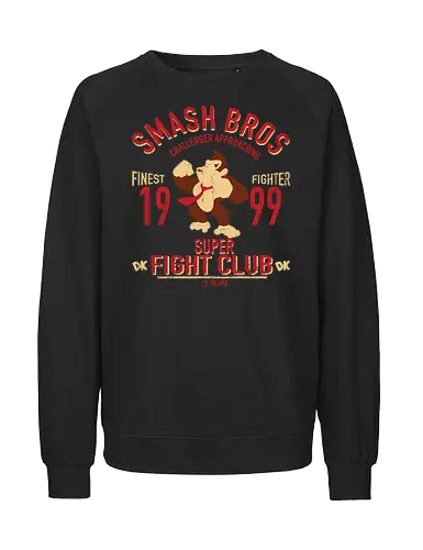 DK Oberster Kämpfer - Vintage Kong - donkey kong t-shirt, smash bros kämpfer, dk insel, nintendo kleidung, shigeru miyamoto, teetan, super fight club, donkey kong country, herausforderer naht, 90er gaming, rare spiele, riesen schlag, king k rool, vintage kunst, bester kämpfer - Fairtrade Sweatshirt