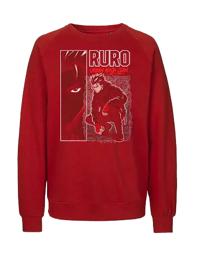 "RURO Urban Ninja Clan" Edgy Techwear Anime Aesthetic - urban ninja clan shirt, ruro anime t-shirt, tactical ninja streetwear, edgy red anime graphic tee, techwear aesthetic clothing, shinobi urban warrior design, crimson red character art, tactical gear anime top, modern ninja illustration, dark shonen aesthetic shirt, original character streetwear, ninja squad goals apparel, red and black anime merch, futuristic ninja t-shirt, high contrast manga style, urban tactical ninja gear, mysterious anime warrior top, stylish otaku fashion, gritty ninja action shirt - Fairtrade Sweatshirt