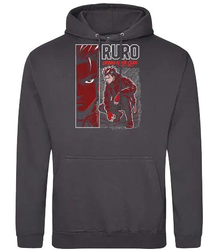 "RURO Urban Ninja Clan" Edgy Techwear Anime Aesthetic - urban ninja clan shirt, ruro anime t-shirt, tactical ninja streetwear, edgy red anime graphic tee, techwear aesthetic clothing, shinobi urban warrior design, crimson red character art, tactical gear anime top, modern ninja illustration, dark shonen aesthetic shirt, original character streetwear, ninja squad goals apparel, red and black anime merch, futuristic ninja t-shirt, high contrast manga style, urban tactical ninja gear, mysterious anime warrior top, stylish otaku fashion, gritty ninja action shirt - Standard Hoodie