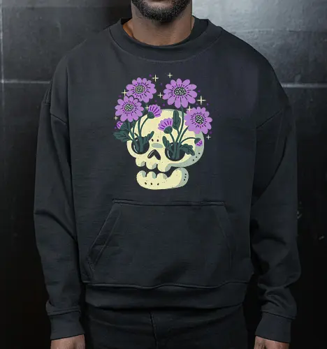 Skull with Purple Flowers