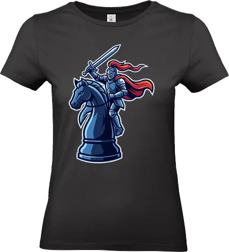 The Knight's Gambit - knight's gambit shirt, chess knight t-shirt, armored knight on horse design, epic fantasy chess apparel, strategy gamer graphic tee, medieval knight streetwear, chess piece illustration top, blue and orange fantasy art, grandmaster chess t-shirt, tabletop gaming clothing, knight rider fantasy merch, board game lover gift, tactical knight graphic, cool chess player shirt, warrior knight t-shirt, medieval armor streetwear, chess club apparel, fantasy sports style tee, epic move chess clothing - Standard T-Shirt (Frauen)